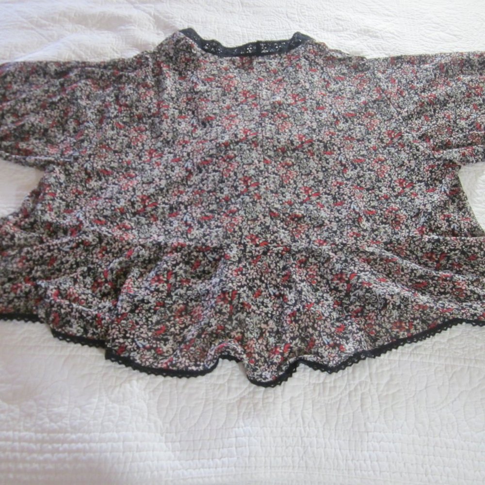 Free People Top XS Lola Kimono Floral Black Combo - Picture 10 of 14
